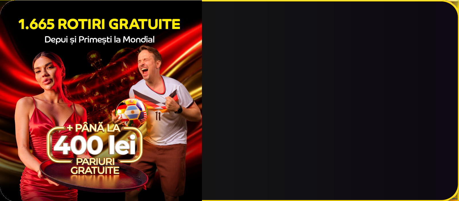 1.655 Rotiri Gratuite + 400 lei Pariuri Sportive